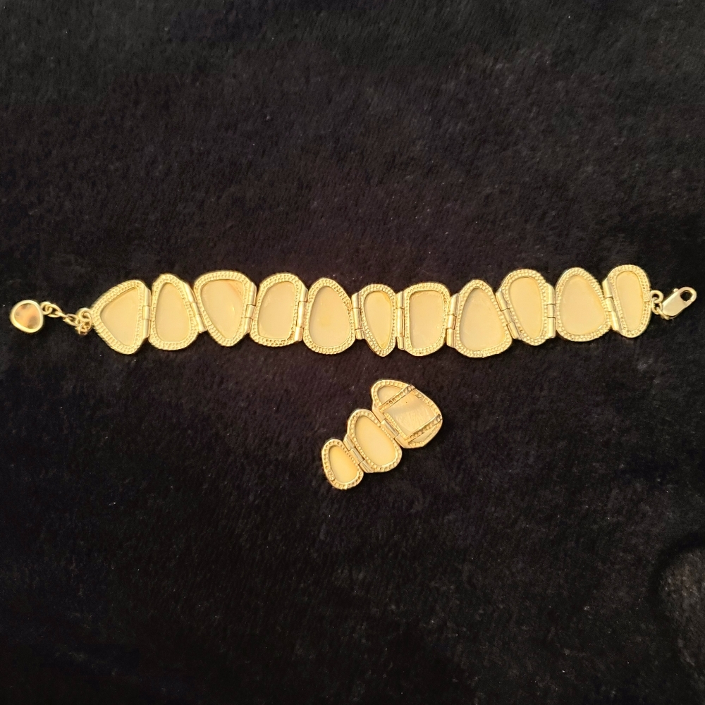 Tortoise Shell Cowrie Shell Silver Link Bracelet - image 5